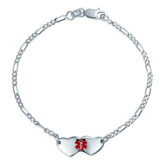 Bling Jewelry Womens Blank Dainty Oval Heart Medical ID Bracelet Sterling Silver