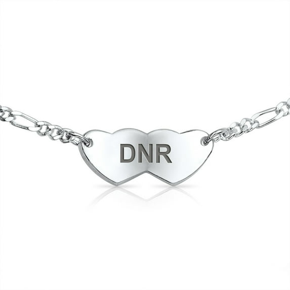 Bling Jewelry Womens Blank Dainty Oval Heart Medical ID Bracelet Sterling Silver