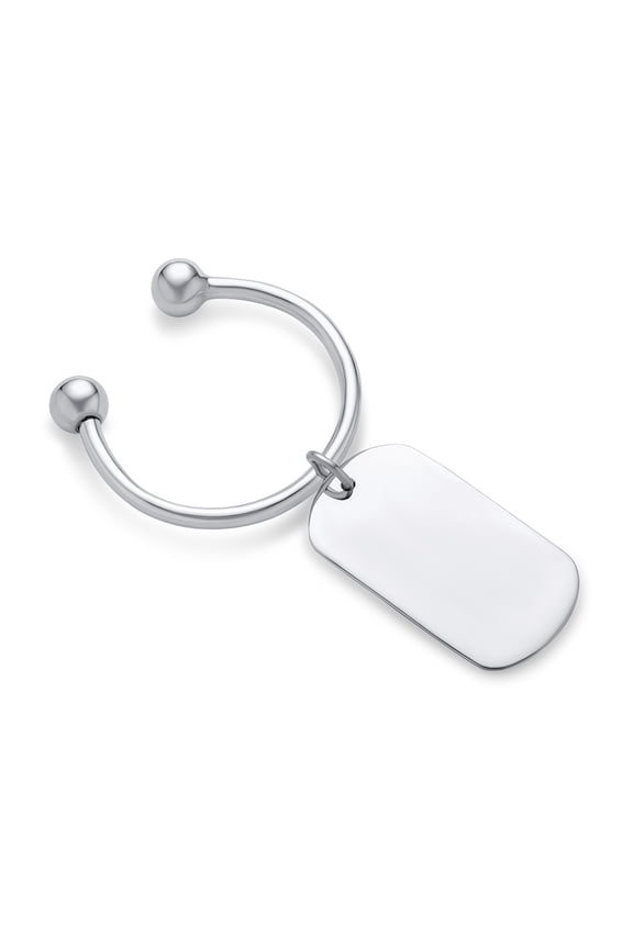 Womens Dog Tag Keychain Horseshoe Key Ring Holder Sterling Silver