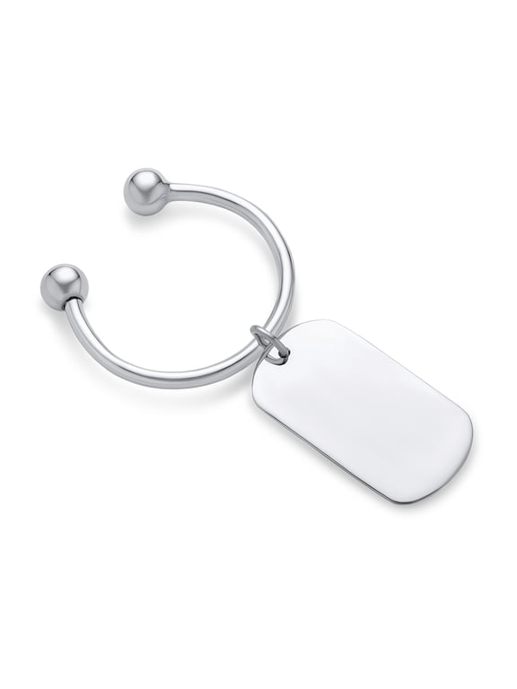 Womens Dog Tag ID Keychain Horseshoe Key Ring Ball Screw Tip .925 Sterling Silver