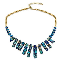 Bling Jewelry Womens Blue Peck Turquoise Bib Fan Statement Collar Choker Necklace