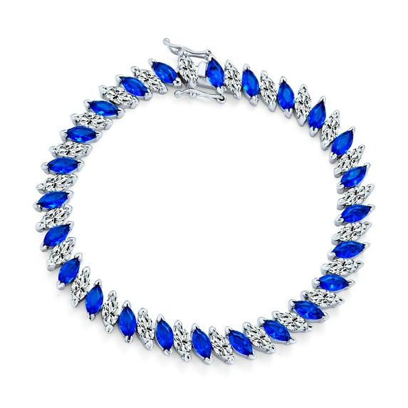 Bling Jewelry Womens Traditional Bridal Vintage Style CZ Marquise Tennis Bracelet 14K Gold 7 Inch