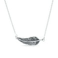 thumbnail image 1 of Bling Jewelry Womens  Sideways Nature Leaf Feather Pendant Necklace Sterling Silver, 1 of 6