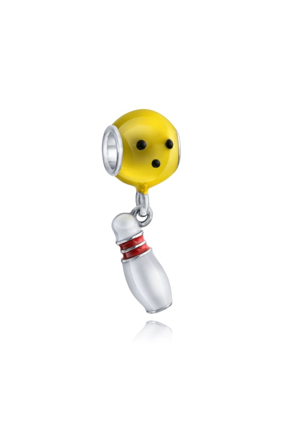 Womens Bowler Multi Color Dangle Charm Bead for Bracelet .925 Sterling Silver