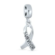 Bling Jewelry Womens Breast Cancer Survivor Hope Dangle Charm Bead - Sterling Silver Symbolic Jewelry
