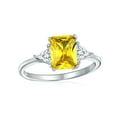 thumbnail image 1 of Bling Jewelry Womens 3 Stone CZ Pink Emerald Cut Engagement Ring Trillion Accents, 1 of 5