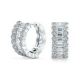 thumbnail image 1 of Bling Jewelry Womens CZ Emerald Cut Milgrain Edge Hoop Huggie Earrings 0.5 Inch, 1 of 5