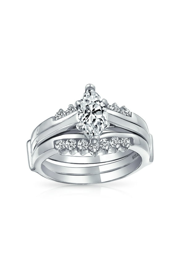 Womens Bridal Cocktail Statement Ring Cubic Zirconia Silver Band
