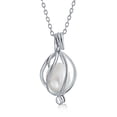 thumbnail image 1 of Bling Jewelry Womens Bridal Necklace Teardrop Pearl Birdcage Pendant in Sterling Silver for Weddings, 1 of 4