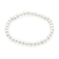 Bling Jewelry Womens Bridal PinkWhite Pearl Stretch Bracelet Love Knot Infinity 7-8MM Wedding Jewelry