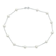 BLING JEWELRY Womens Bridal Freshwater Cultured Pearl Chain Station Necklace