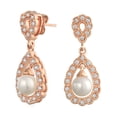 thumbnail image 1 of Bling Jewelry Womens Bridal Vintage Filigree Pearl Teardrop Dangle Chandelier Earrings Rose Gold, 1 of 5
