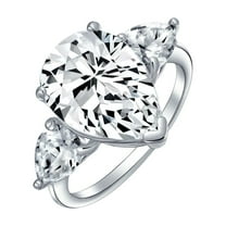 Bling Jewelry Womens 7CT CZ Pear Shape Solitaire Engagement Ring Side Stones