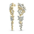 thumbnail image 1 of Bling Jewelry Womens Waterfall Long Bow & Flower Crystal Dangling Statement Chandelier Earrings Pink Rose Gold, 1 of 6