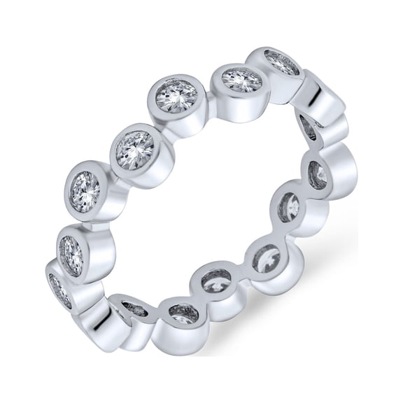 Bling Jewelry Womens Bubble Circle Zig Zag CZ Eternity Band Ring .925 Sterling Silver Stackable