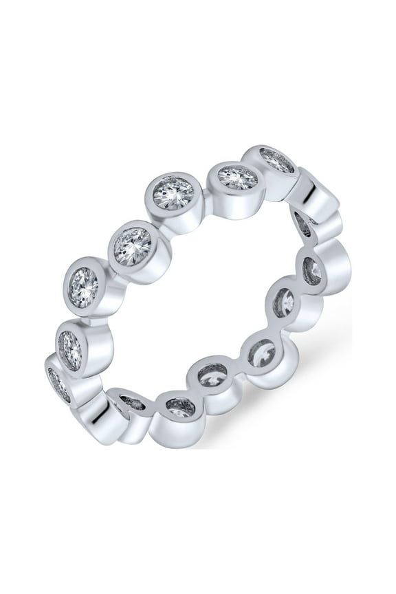 Womens Bubble Circle  Zig Zag Bezel Band CZ Eternity Ring