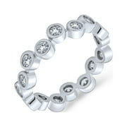 Bling Jewelry Womens Bubble Circle Zig Zag CZ Eternity Band Ring .925 Sterling Silver Stackable