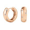 thumbnail image 1 of Bling Jewelry Womens Bubble Zig Zag Bezel Set CZ Hoop Earrings Rose Gold Plated Sterling Silver, 1 of 3