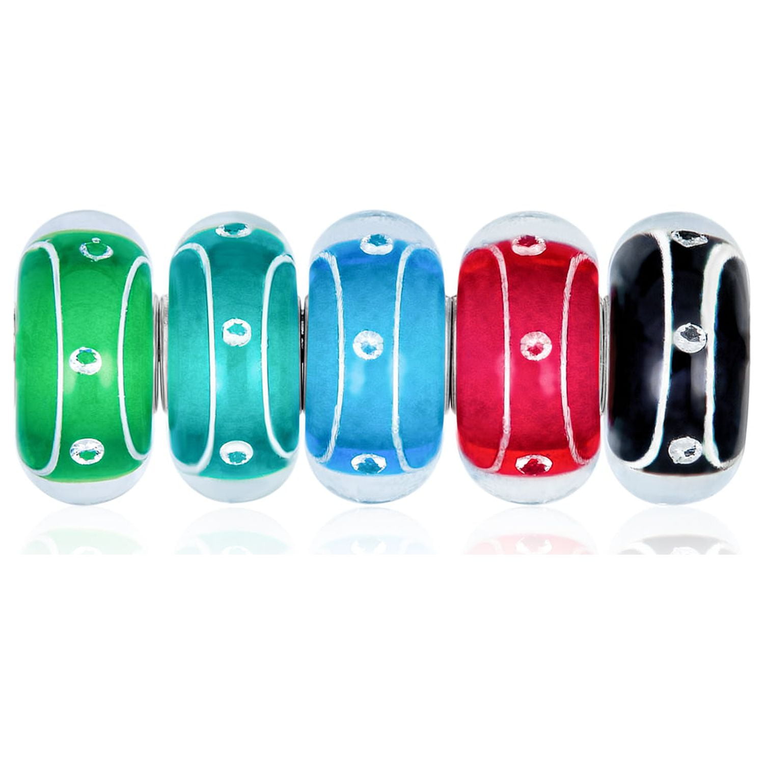 Perle Di Vetro Murano Con Nucleo Argento 925 - 4 O 6 Pezzi - Per Braccialetti Europei - Tema Animal Spot - Foto 11