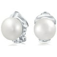 thumbnail image 1 of Bling Jewelry Womens Button Style Freshwater Pearl Clip-On Earrings Silver, 1 of 7