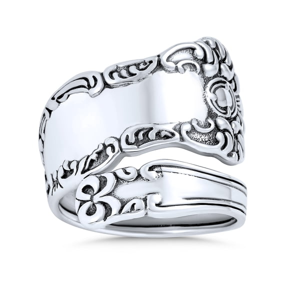 Bling Jewelry Womens  Bypass Spoon Band Silver Ring Oxidized Sterling