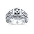 thumbnail image 1 of Bling Jewelry Womens Victorian Art Deco 1CTW Solitaire CZ Bridal Statement Ring Set Sterling Silver, 1 of 7