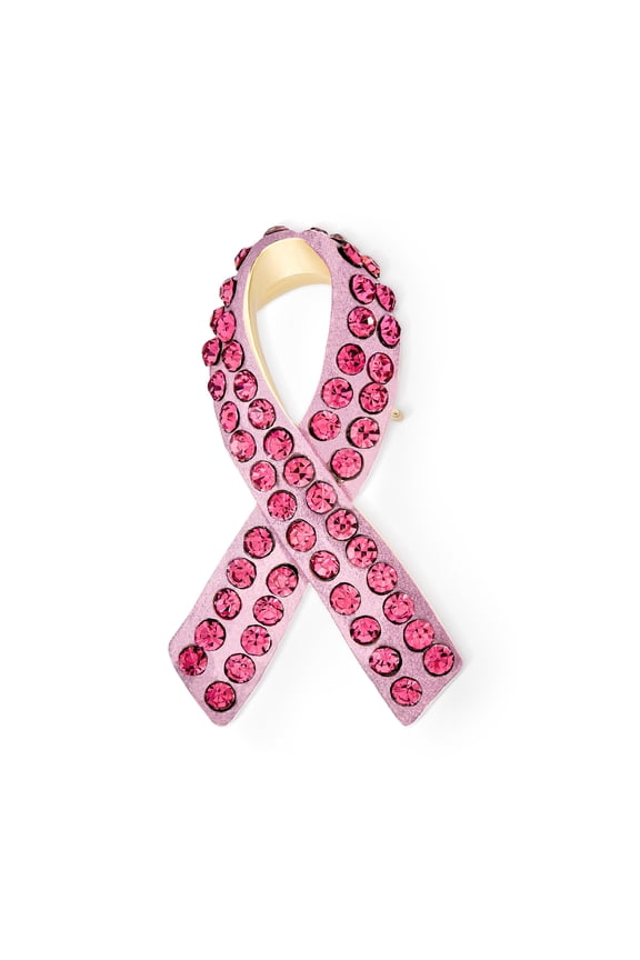Womens Cancer Awareness Brooche Pin Light Pink Crystal Enamel Support Symbol Jewelry