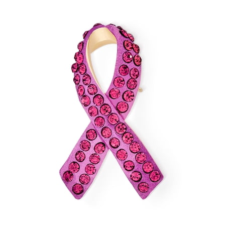 Bling Jewelry Womens Cancer Awareness Brooche Pin Pink Crystal Enamel Support Symbol Jewelry