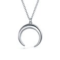 thumbnail image 1 of Bling Jewelry Womens Celestial Crescent Moon Pendant Necklace in Sterling Silver Double Horn Design, 1 of 5