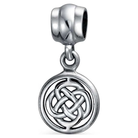 Bling Jewelry Womens .925 Sterling Silver Disc Celtic Infinity Love Knot Dangle Charm Bead Oxidized for Bracelet