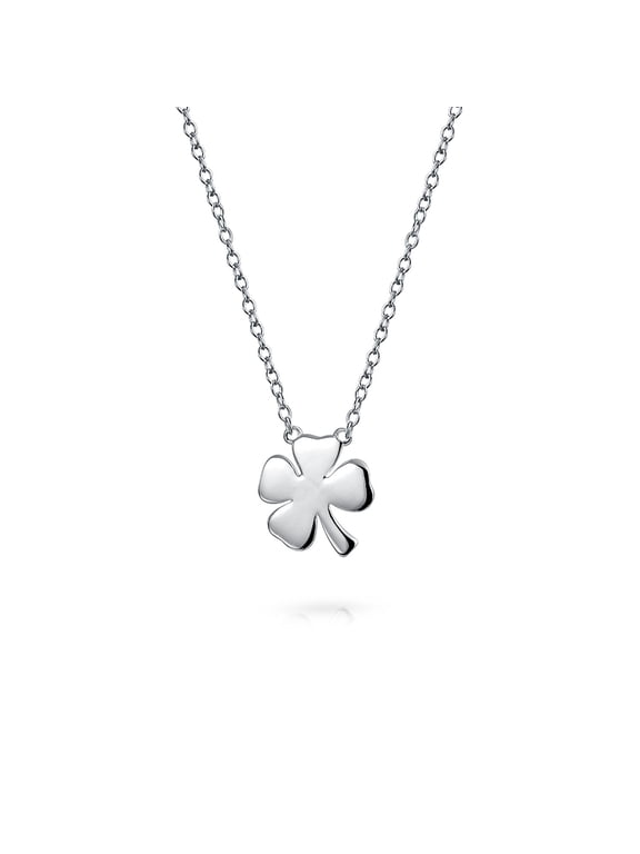 Womens Good Luck Charm Shamrock Clover Pendant Necklace .925 Sterling Silver