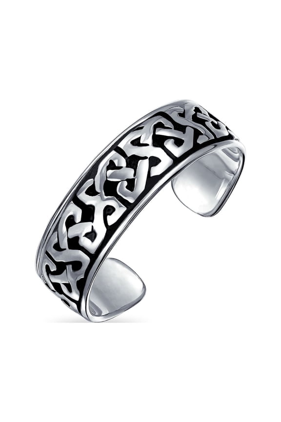 Womens Celtic Trinity Band Toe Ring in Oxidized Sterling Silver Pinky Midi Band