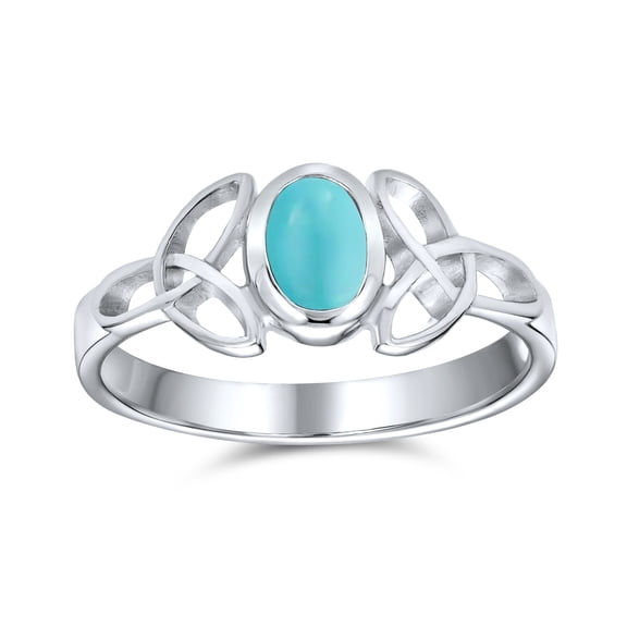Bling Jewelry Womens Celtic Trinity Love Knot Blue Turquoise Triquetra Band Ring Sterling Silver