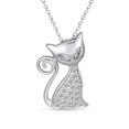 thumbnail image 1 of Bling Jewelry Womens Charming BFF Curly Tail Kitty Cat Pendant Necklace CZ Pet Jewelry in Silver, 1 of 4