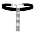 thumbnail image 1 of Bling Jewelry Womens Choker Necklace with Black Velvet and Rhinestone Waterfall Fringe for Prom, 1 of 4