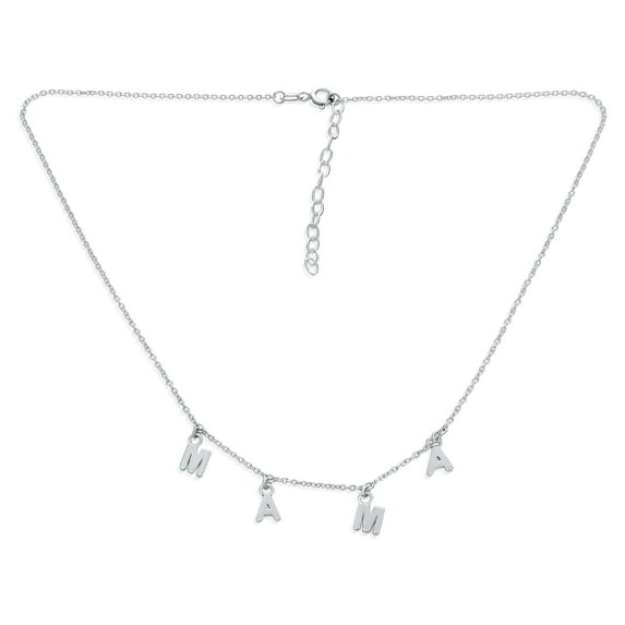Bling Jewelry Womens Choker Necklace with Dangling MAMA Charm for New Mothers Sterling Silver 16"