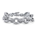 thumbnail image 1 of Bling Jewelry Womens Chunky Chain Link Bracelet with Large Oval Links Toggle Clasp Matte SilverGold, 1 of 4