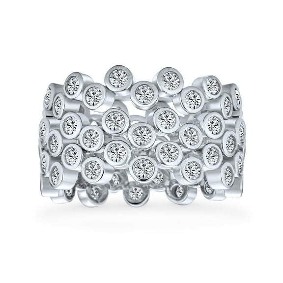 Bling Jewelry Womens  Circle Cocktail Statement Ring with CZ Sterling Silver Stackable Band