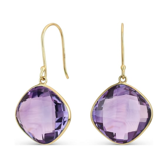 Bling Jewelry Womens Classic 10K Gold Briolette Gemstone Dangle Gemstone Earrings with Amethyst