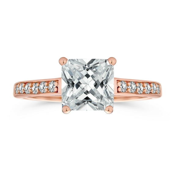 Bling Jewelry Womens 2.5CT CZ Square Solitaire Engagement Ring Pave Stone Band