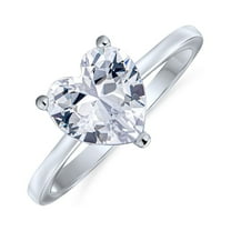 Bling Jewelry Womens Classic 2CT Heart Shaped CZ Solitaire Engagement Ring Sterling Silver Band
