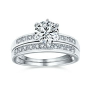 BLING JEWELRY Womens Classic 2CT Round Solitaire Cocktail Statement Ring Sterling Silver with CZ Band