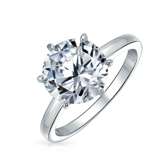 Bling Jewelry Womens Classic 3CT CZ Round Brilliant Cut Solitaire Engagement Ring
