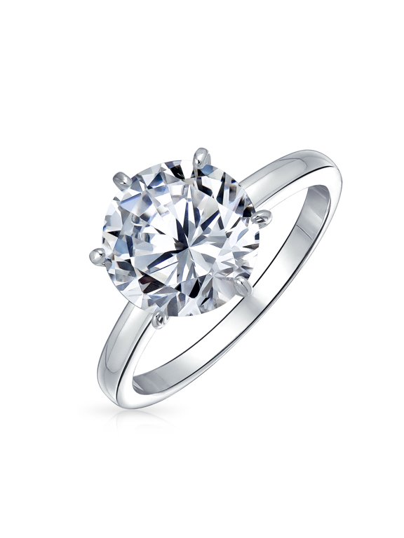 Womens 1.5CT 6 Prong CZ Solitaire Engagement Ring .925 Sterling Silver