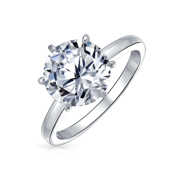 Bling Jewelry Womens Classic 1.5CT Cubic Zirconia 6 Prong CZ Solitaire Engagement Ring Sterling Silver