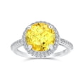 thumbnail image 1 of Bling Jewelry Womens Classic 3CT Clear Yellow CZ Round Solitaire Halo Engagement Ring .925 Sterling Silver Thin Pave Band, 1 of 4