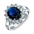 thumbnail image 1 of Bling Jewelry Womens Classic 5CT Royal Blue CZ Crown Halo Oval Engagement Ring Sterling Silver, 1 of 6