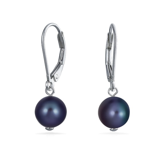 Bling Jewelry Womens Classic Black White Pink Pearl Drop Ball Earrings Sterling Silver Leverback