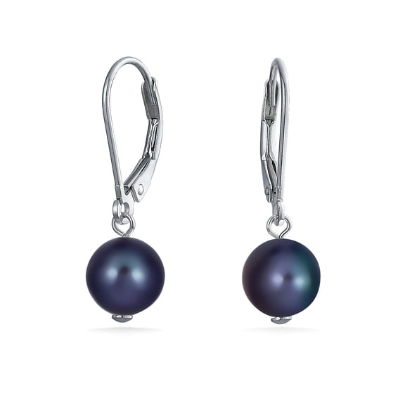 Bling Jewelry Womens Classic Black White Pink Pearl Drop Ball Earrings Sterling Silver Leverback
