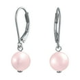 thumbnail image 1 of Bling Jewelry Womens Classic Black White Pink Pearl Drop Ball Earrings Sterling Silver Leverback, 1 of 5